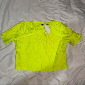 Neon Yellow Slinky Crop Top Size L NWT